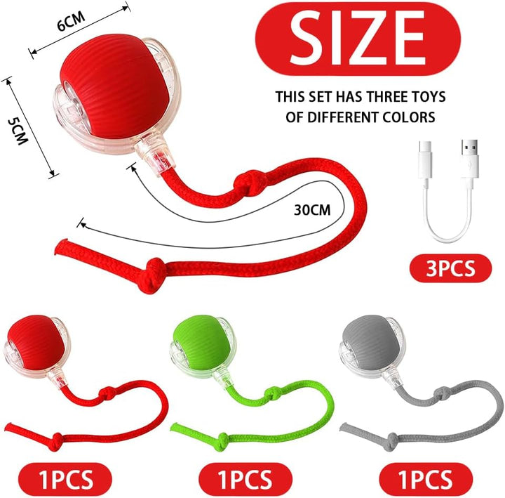 Interaktiver Spielball mit Schwanz für Katzen, 3 PCS Interaktiver Spielball für Katzen,Interaktiver