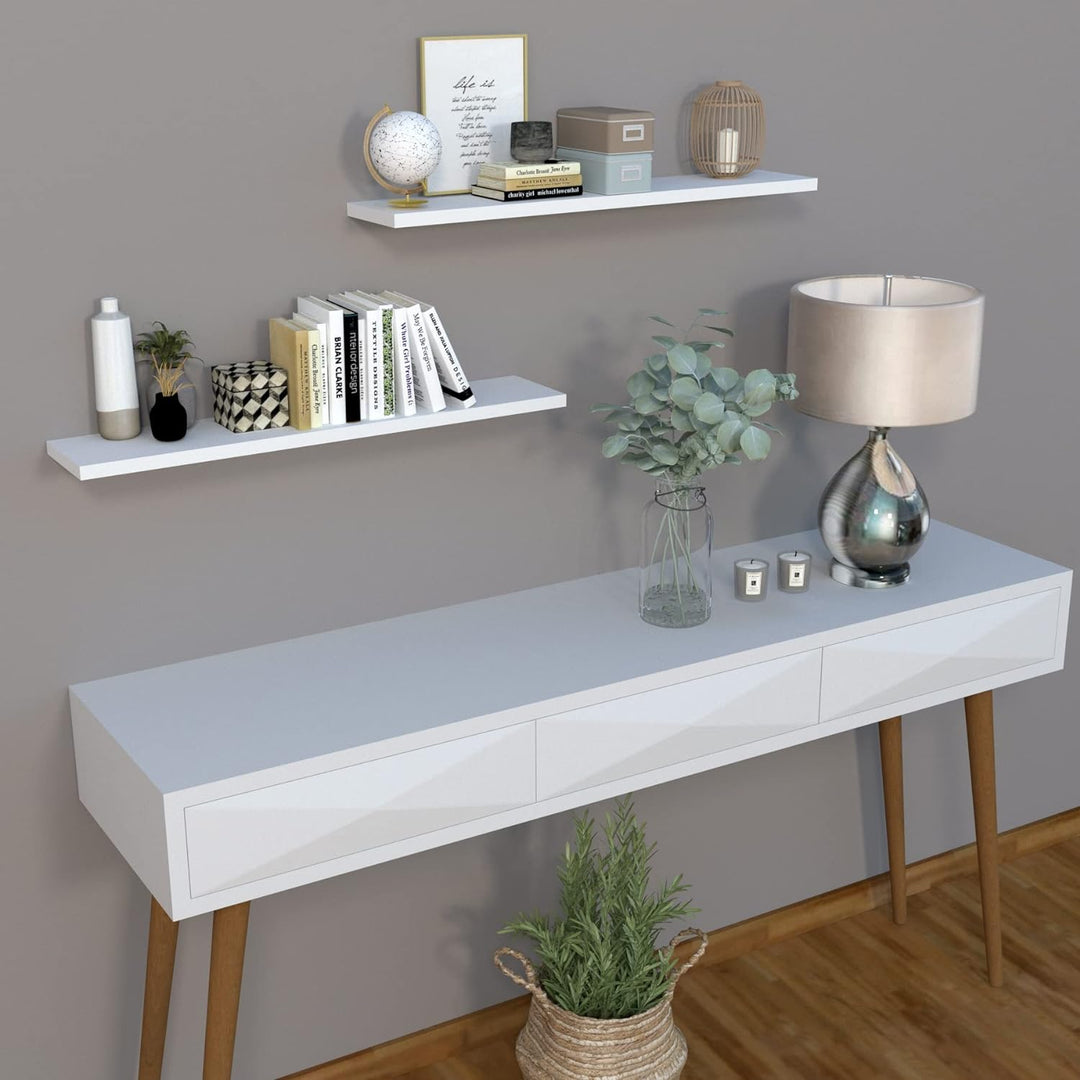 Henor Wandregal FSC® Holzwandregal 100 x 20 x 2.5 cm. Laden Sie 25 kg. Weiss 100 Weiss, P-20 Cm., 10