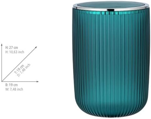WENKO Schwingdeckeleimer Mod. Agropoli L Petrol, 5,5 Liter, Badezimmer-Mülleimer mit Deckel, Abfalle
