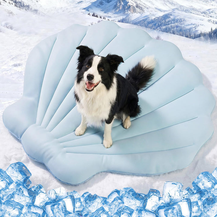 Kühlmatte für Hunde 100 × 100 cm Gross, Q-Max>0,5 Selbstkühlende Hundematte, Wendbare Kühl- und Wärm