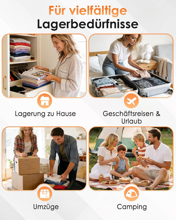 Reise Vakuumbeutel für Kleidung mit Kabellose Pumpe, 9 Stück Vakuumierbeutel (3 * 40x50cm, 3 * 40x60