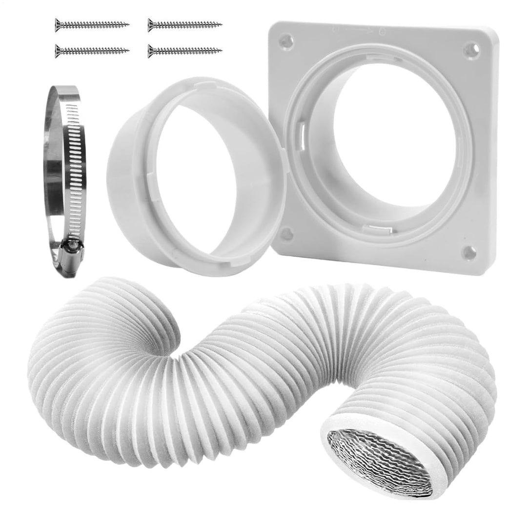 Klimaschlauch 150cm 4 Zoll Abluftset PVC-Aluminium Flex | Wandanschlussplatte, Wandmontage, Für Mobi