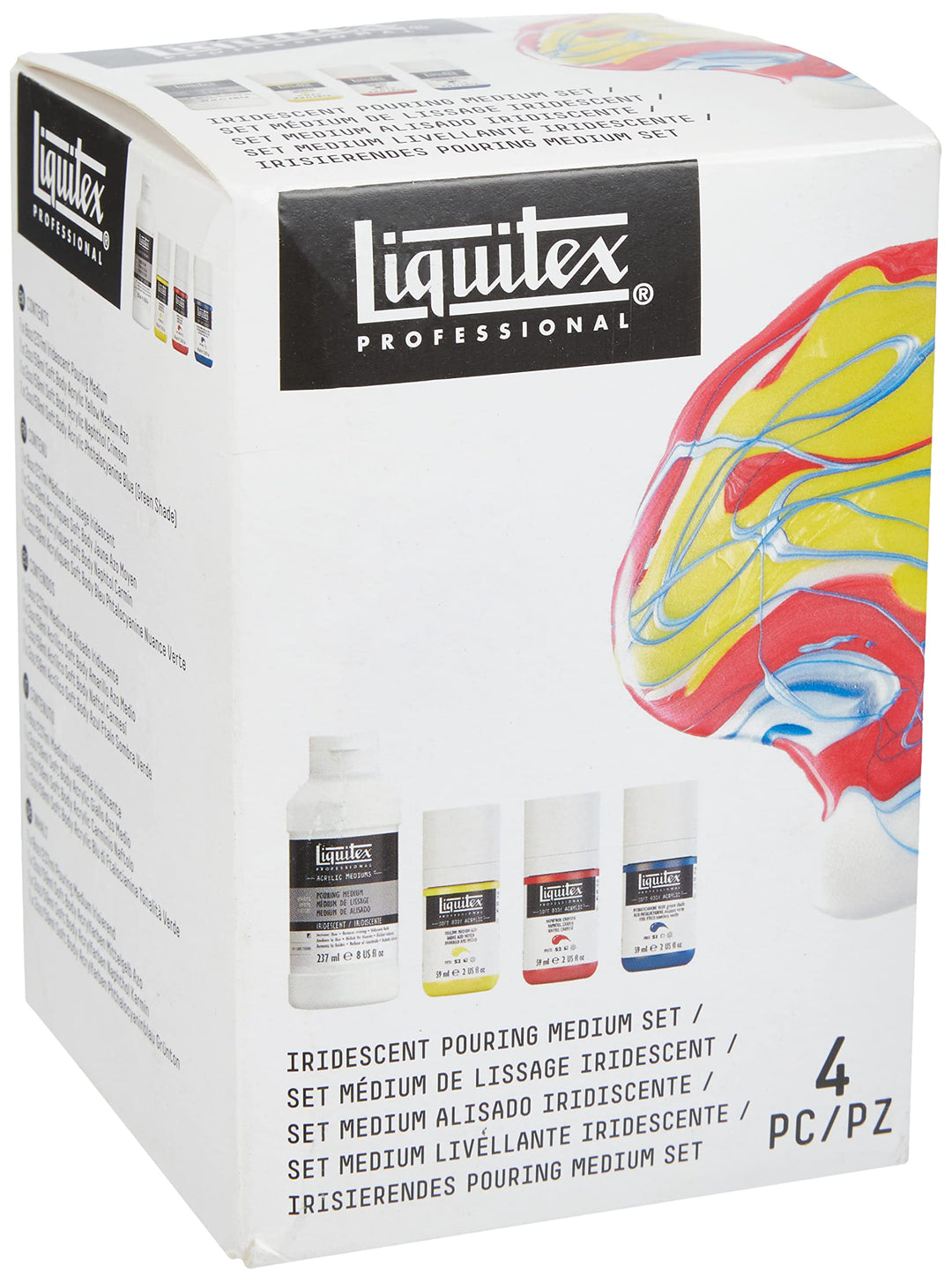 Liquitex 3699381 Soft Body Acrylfarbe Technik Set, 3 Acrylfarben und 1 Giessmedium in glänzend Pouri