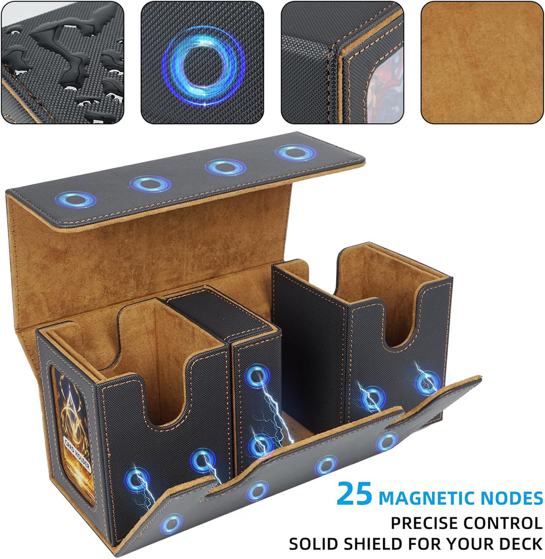 AFIING MTG Commander Kartenbox, 3-in-1 Karten-Aufbewahrungsbox für 200+ doppelt gesleevte Karten, Ma