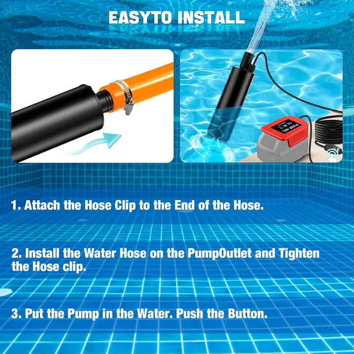 Tragbare Wasserpumpe Sumpfpumpe für Milwaukee 18V M18 Lithium Akku, 120W, 12V Regenfass Wassertransf