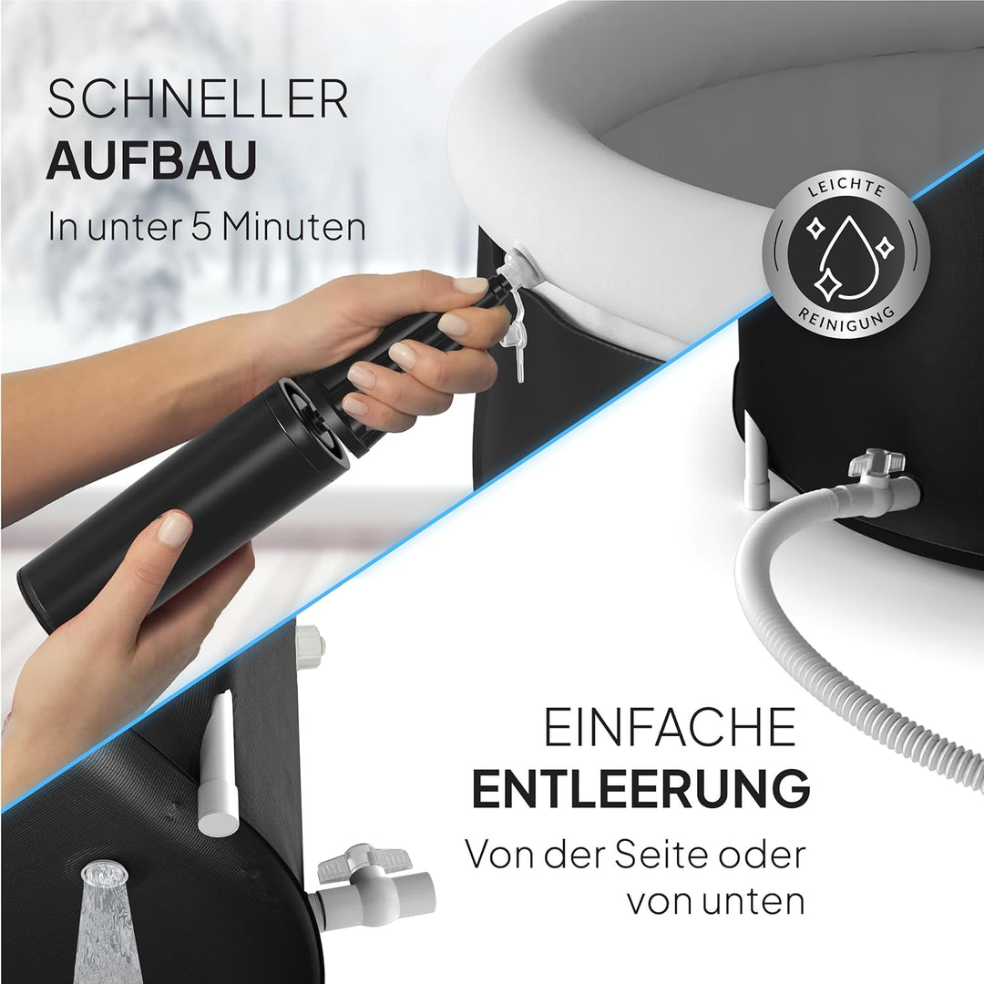 Eishelden Premium Eisbad (80 cm Ø) XL Komplettset - Kryotherapie für Sportler & Anfänger, erleben Si