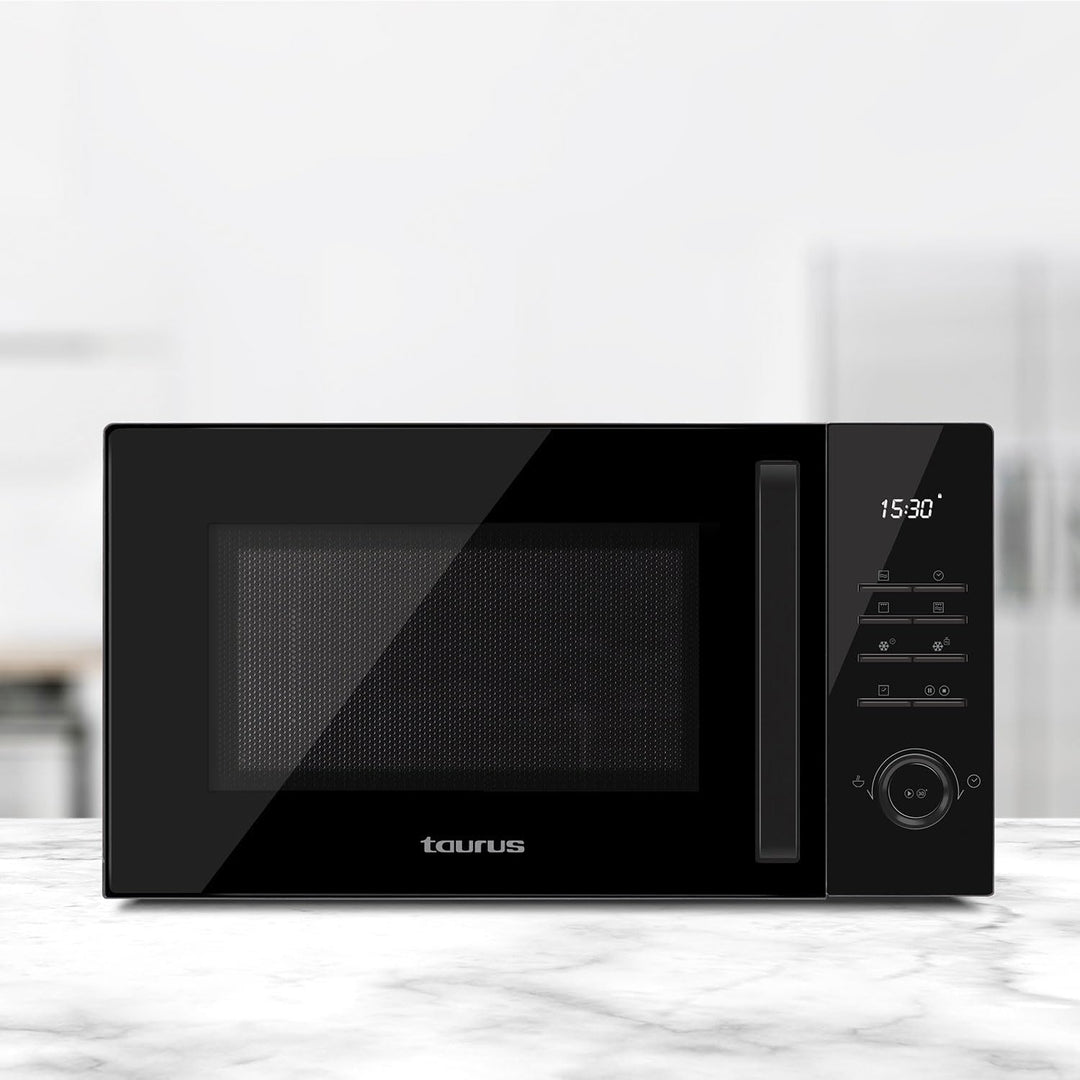 Taurus Laurent 25 Schwarz Digitale Mikrowelle, 25 L, 900 W, Grill 1000 W, 10 Stufen, Auftaufunktion,