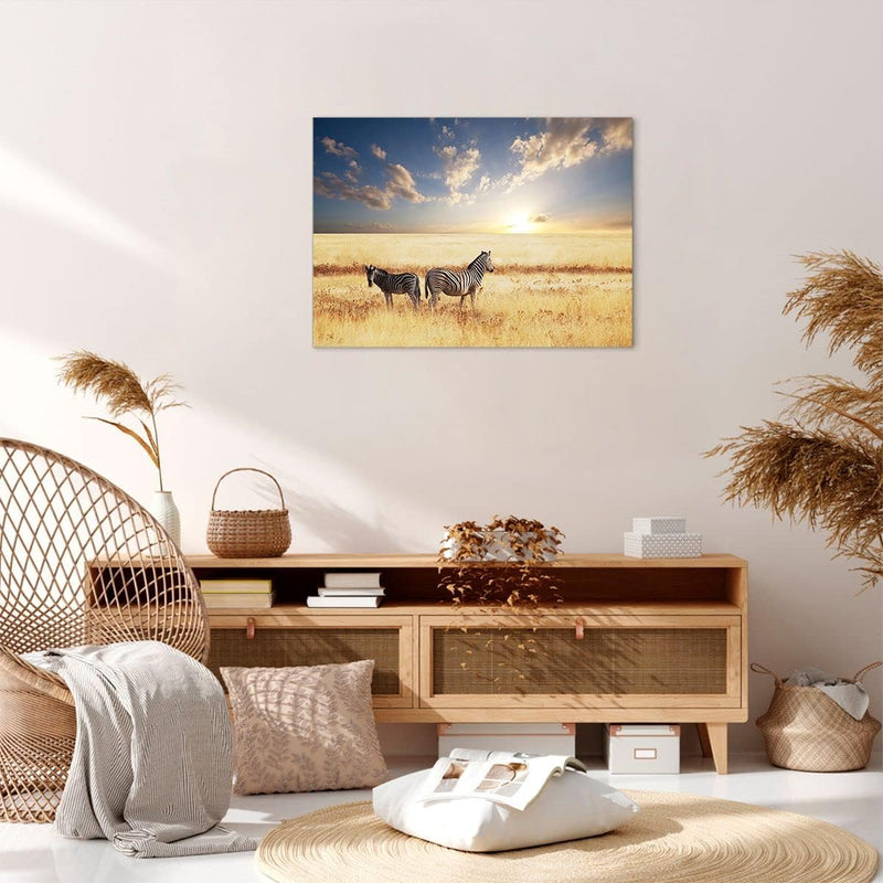 Bilder auf Leinwand Zebra tier gestreift savanne Leinwandbild 70x50cm Wandbilder Dekoration Wohnzimm