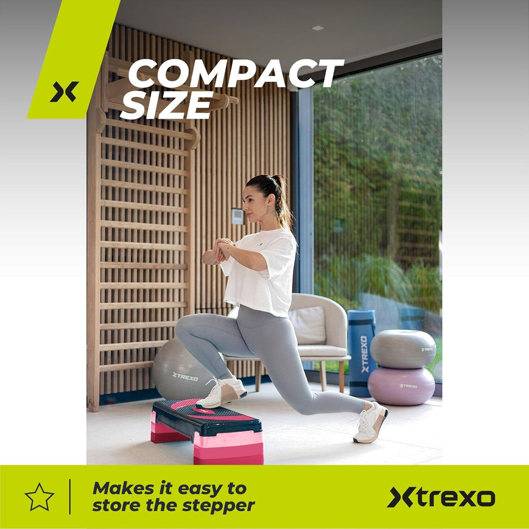 TREXO Aerobic Step 78 x 30 cm Für Cardio- und Fitnesstraining Höhenverstellbar 10-20 cm Langlebig au