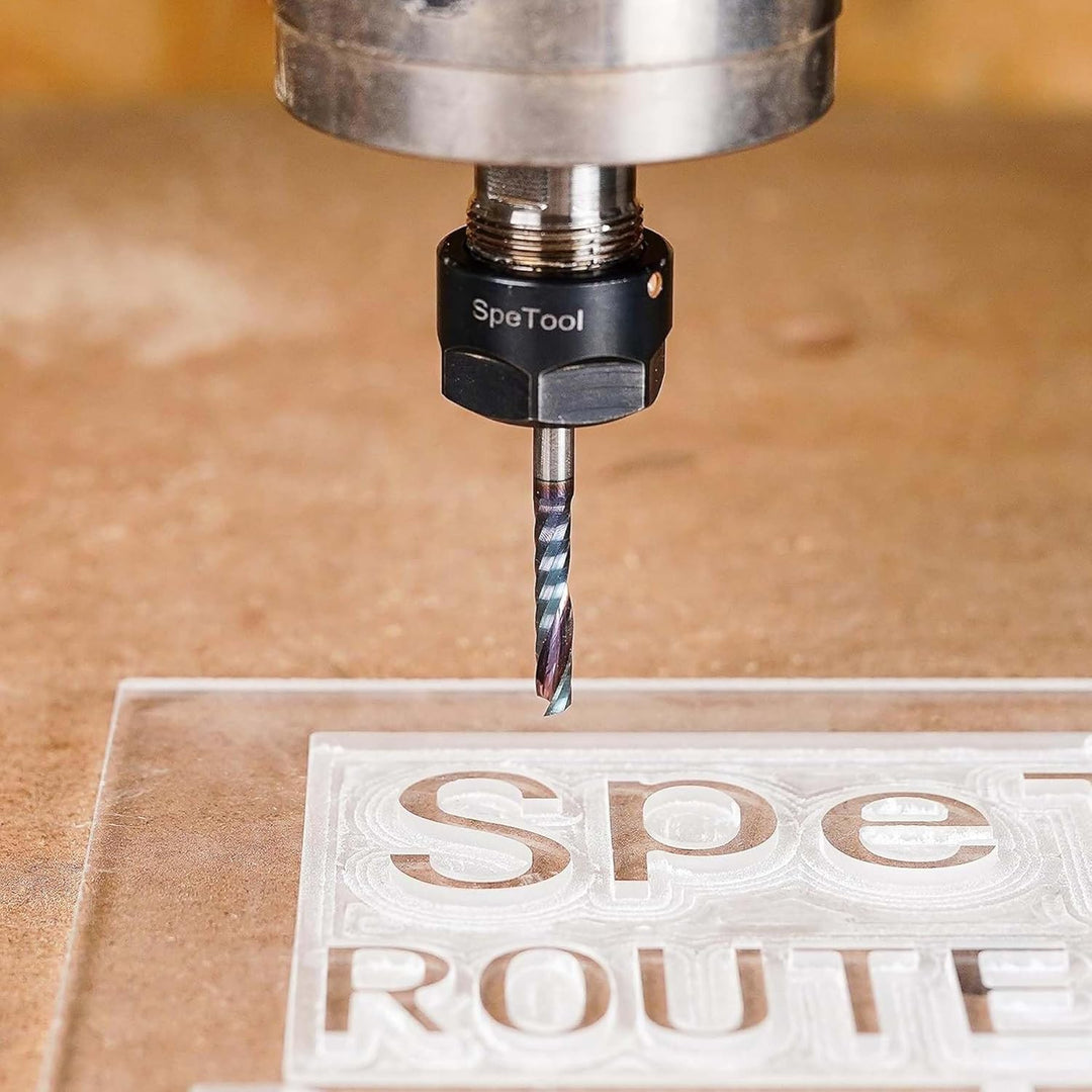 SpeTool 2 Stück Alu Fräser 6 mm Schaft CNC Holz VHM 22 mm Schnittlänge Schaftfräser mit DLC Beschich