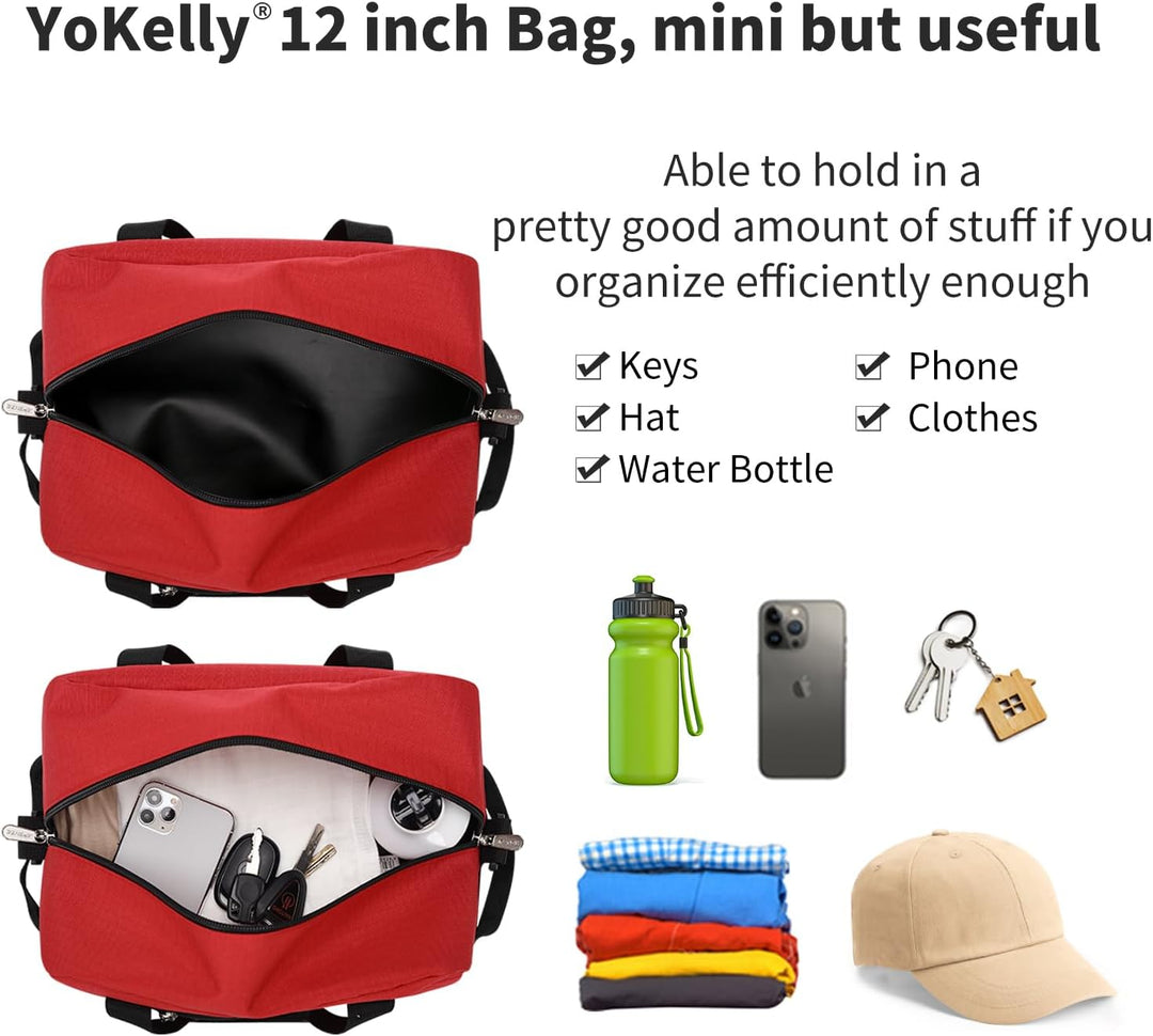 Sporttasche klein, Reisetasche 12L Mini Handgepäck Tasche für Weekender, Fitnesstasche 30x20x25cm-Ro