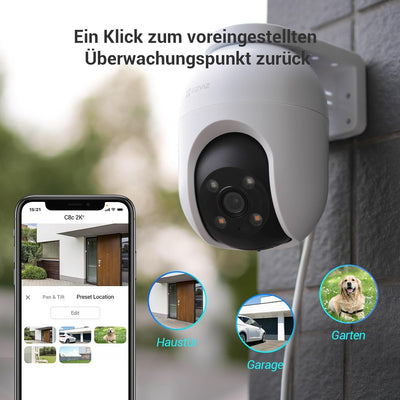 EZVIZ 4MP PTZ Überwachungskamera Aussen, WLAN IP Kamera Outdoor mit Personen-/Fahrzeugerkennung, Zwe