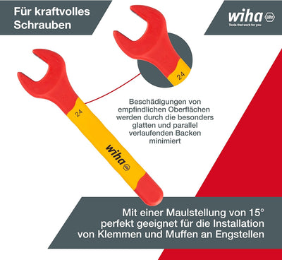 Wiha Einmaul-Gabelschlüssel Set isoliert 6-32mm, 21. tlg. (43022)