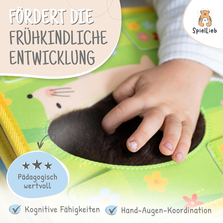 Montessori Quiet Book ab 1 Jahr - interaktives Busy Board ab 1 Jahr mit Tieren - Quiet Book & Motori