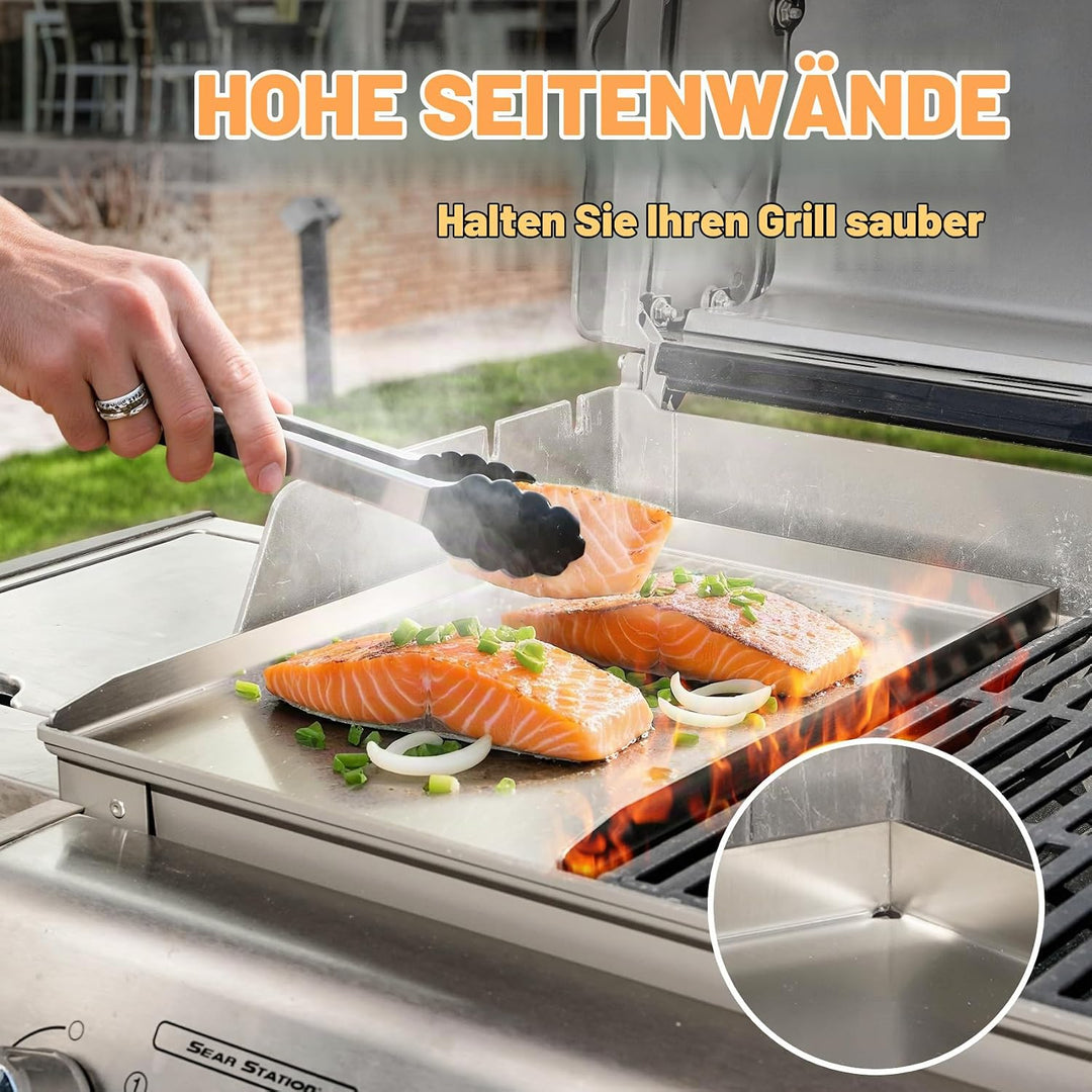 Onlyfire Edelstahl Grillplatte Plancha Kochplatte für Weber Spirit &amp; Genesis Gas Grill Modelle 44 x