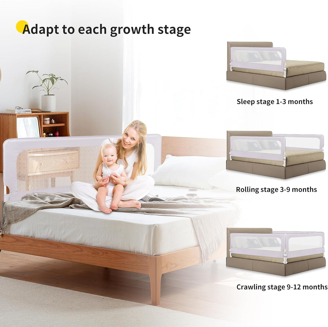 LANTUS Absperrgitter 150/180/200 cm, zusammenklappbar für Kinderbetten, Schutz gegen Stürze, Absperr