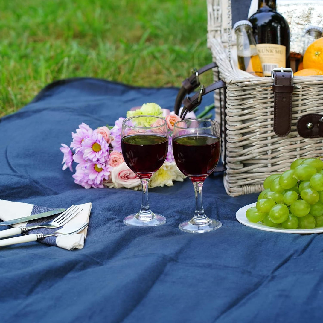 Picknickkorb-Set für 2 Personen mit Isolierkühler, wasserdichte Picknickdecke, Geschirr für Familie,