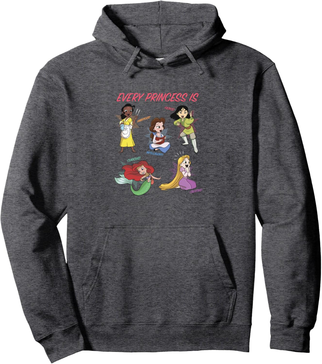 Disney Every Princess Attributes Group Shot Cartoon Style Pullover Hoodie