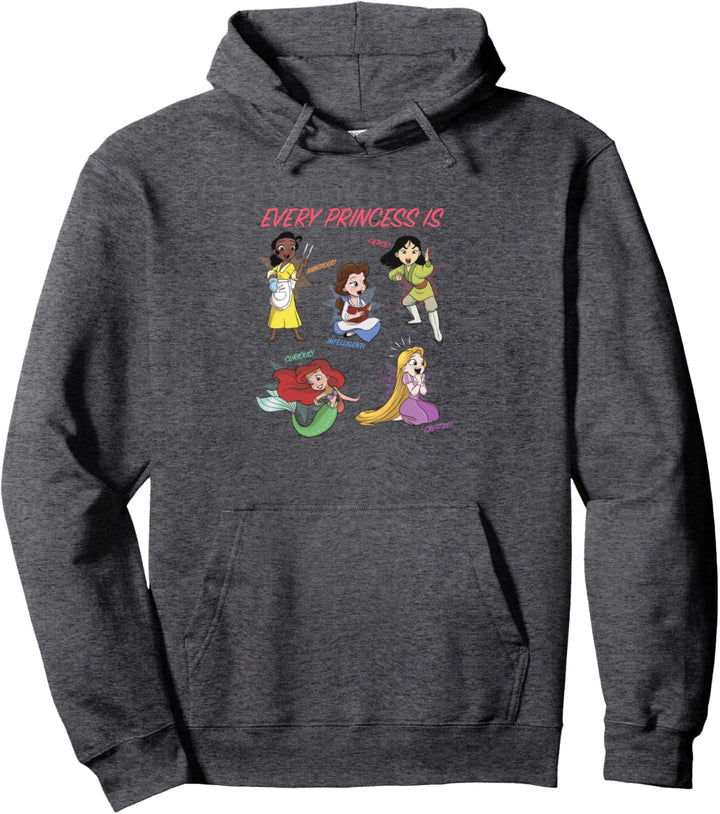 Disney Every Princess Attributes Group Shot Cartoon Style Pullover Hoodie