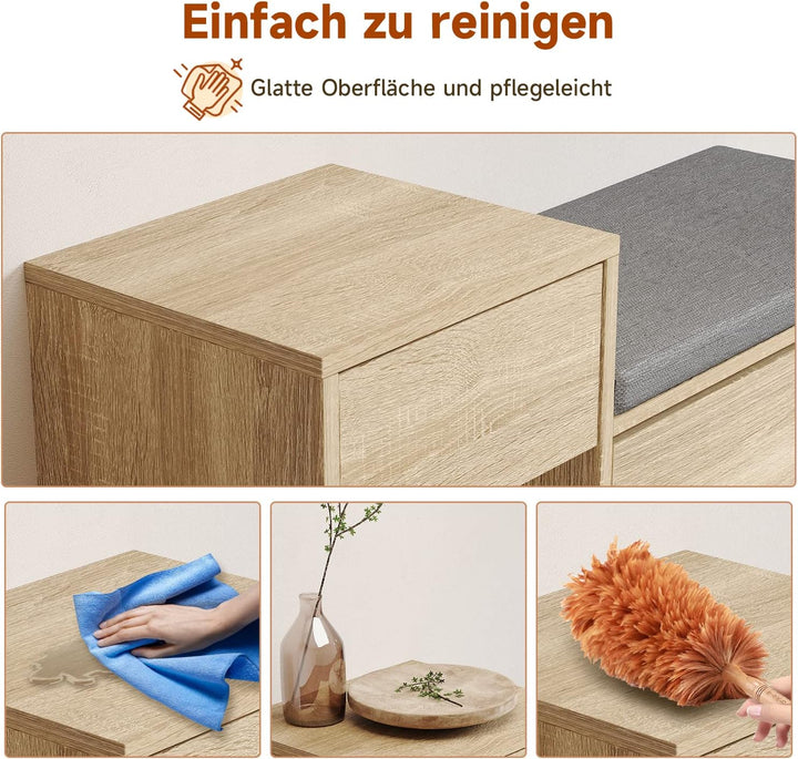 SUNXURY Schuhschrank Schuhbank mit Sitzfläche Schuhregal mit Stauraum Sitzbank Stauraum Verstellbare