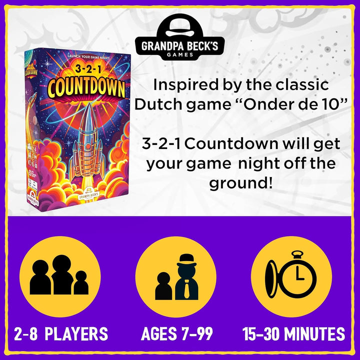 3-2-1 Countdown Board Game by Grandpa Beck’s – Fast-Paced Family Card Game for Game Night – Fun Stra