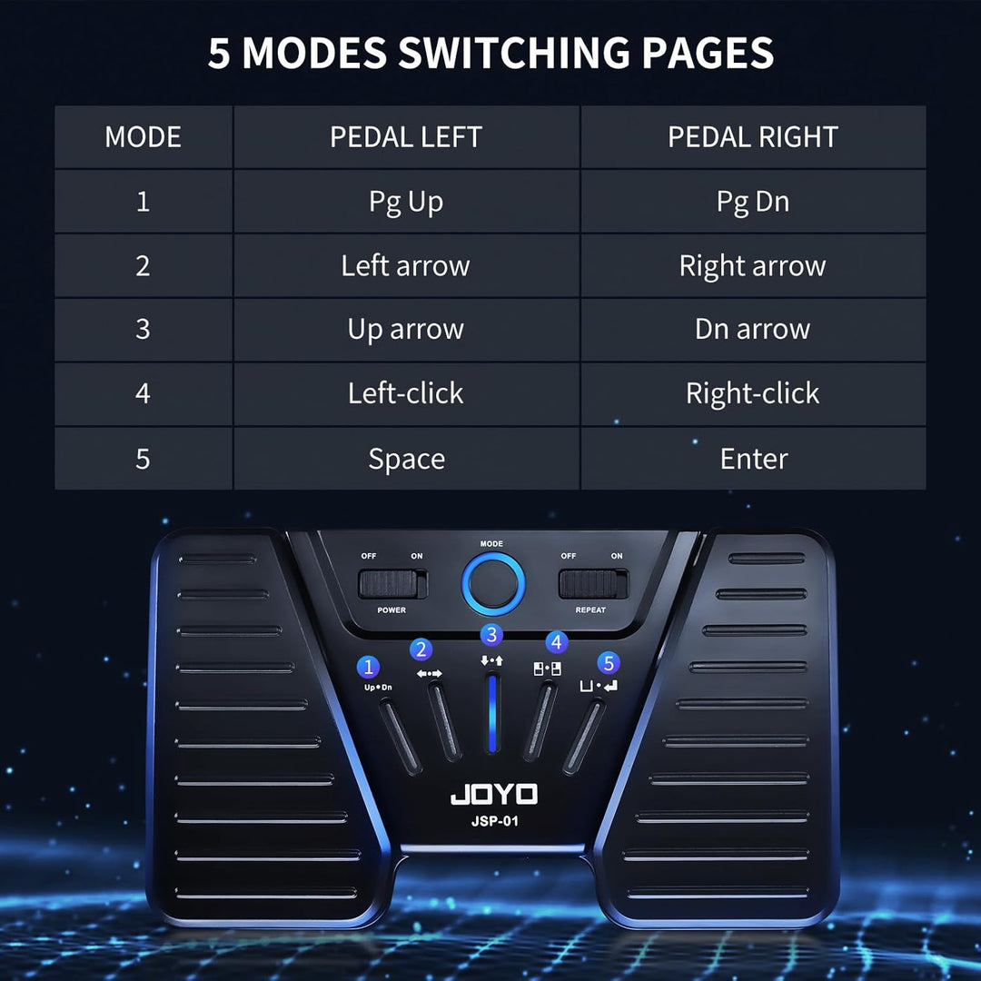 JOYO Bluetooth-Seitenwender-Pedal, wiederaufladbar, kabellos, Seitenumblätter-Fusspedal, Notenlese-C