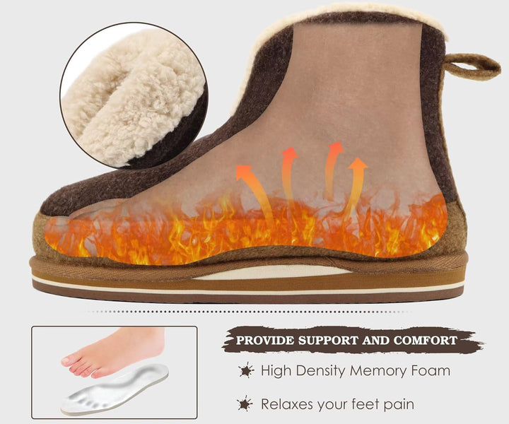 KuaiLu Hausschuhe Boots Herren Winter Filz Hausstiefel Warm Plüsch Flauschige Fell Hüttenschuhe Kusc