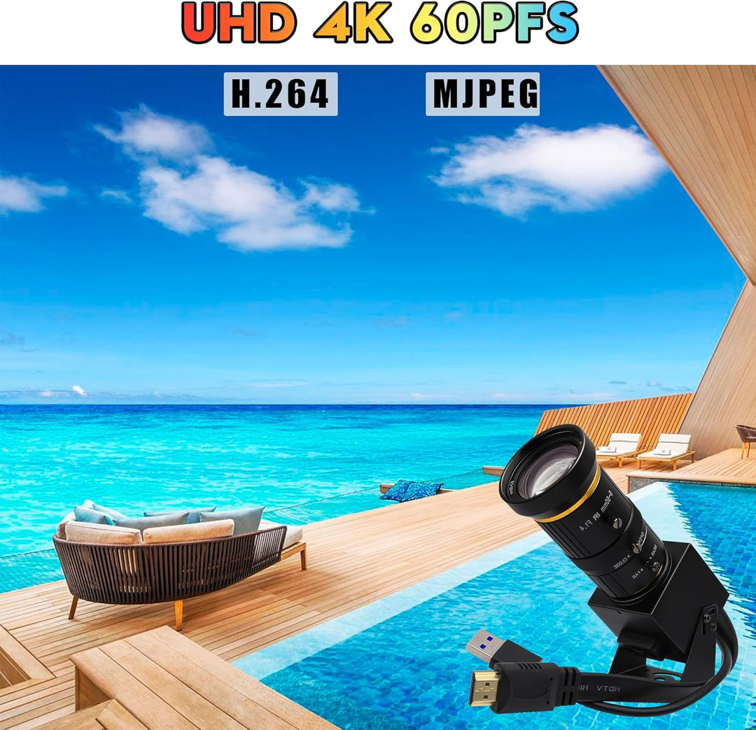 Svpro 4K 60fps HDMI USB Kamera Manueller Zoom Streaming Webcam USB3.0 Externe Computerkamera mit CS