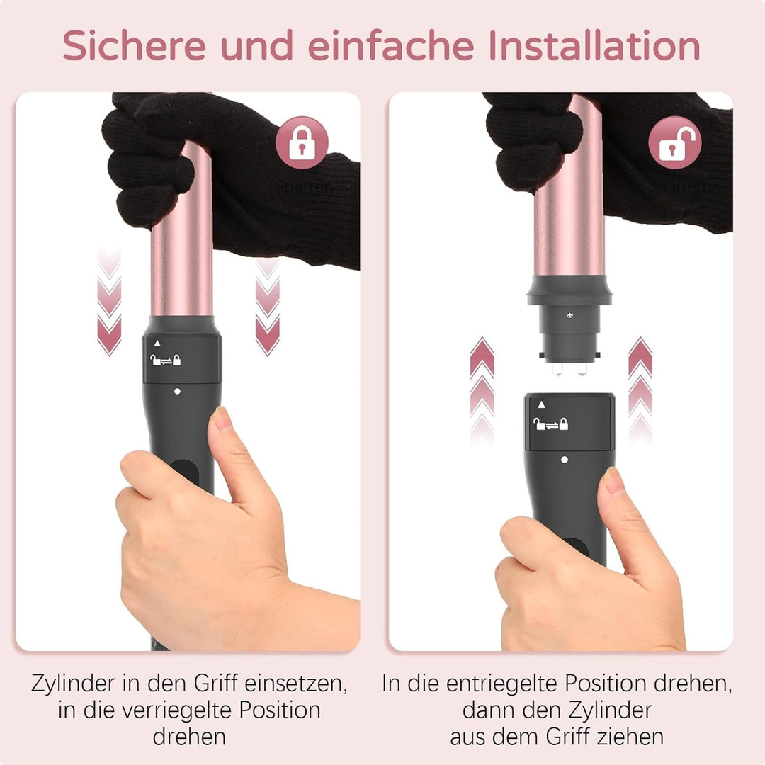 iToncs 5-in-1 Lockenstab-Set, 3 Fässer Welleneisen mit auswechselbarem Keramik-Lockenstab, Geeignet