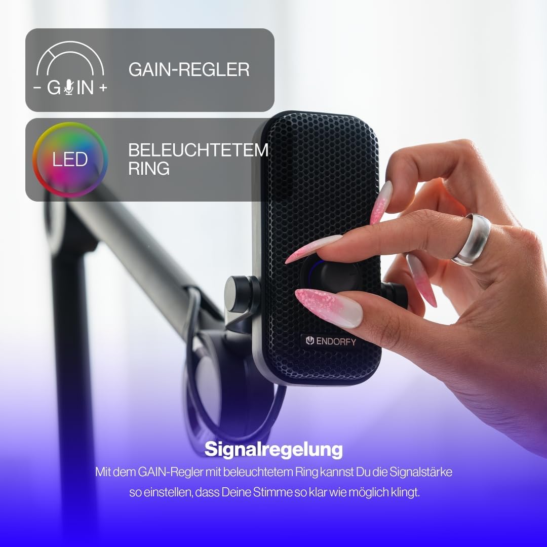 ENDORFY Solum Voice, Gaming Mikrofon PC, Podcast und Streaming, RGB-Beleuchtung, USB Plug & Play, Ta