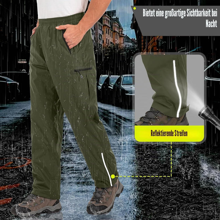 Jogwits wasserdichte Regenhose für Herren Atmungsaktiv Winddicht Outdoorhose Elastischer Bund Hose L