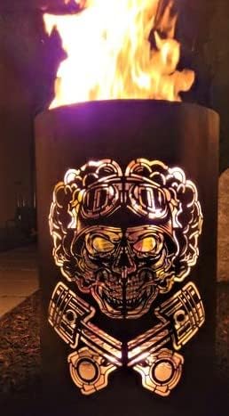 TiKo-Design® Feuertonne Feuerkorb mit Motiv – Lagerfeuertonne mit Motiv Skull – Verleihen Sie Ihrem