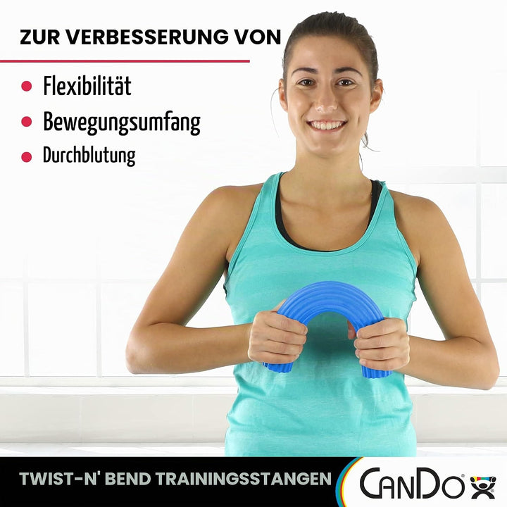 CanDo Hand- und Fingertrainer Twist-n-Bend, Flexibler Übungsstab, Trainingsstab, blau (schwer), 10-1