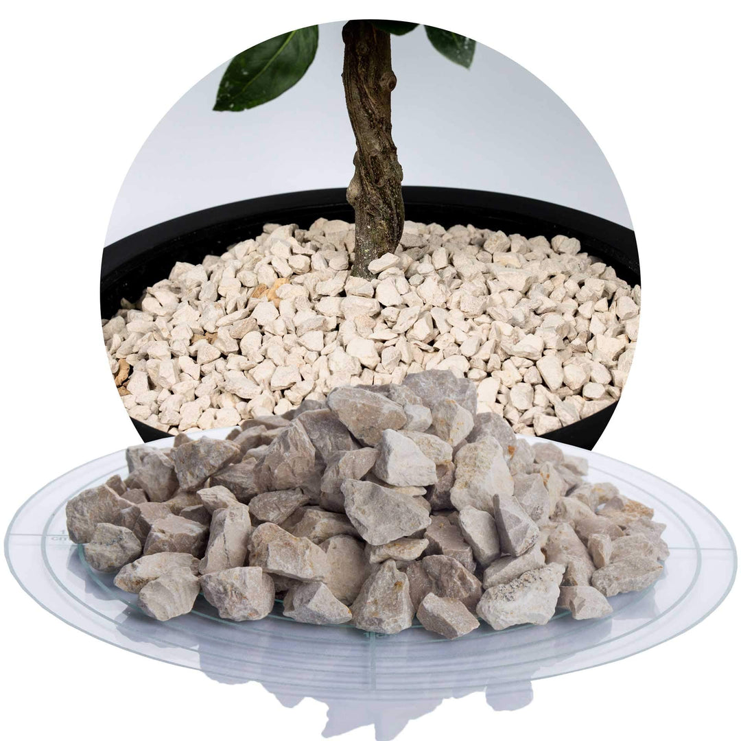 Schicker Mineral Kalk Ziersplitt beige 25 kg, Kalksplitt Yellow Sun, Deutscher Naturstein, farbecht,