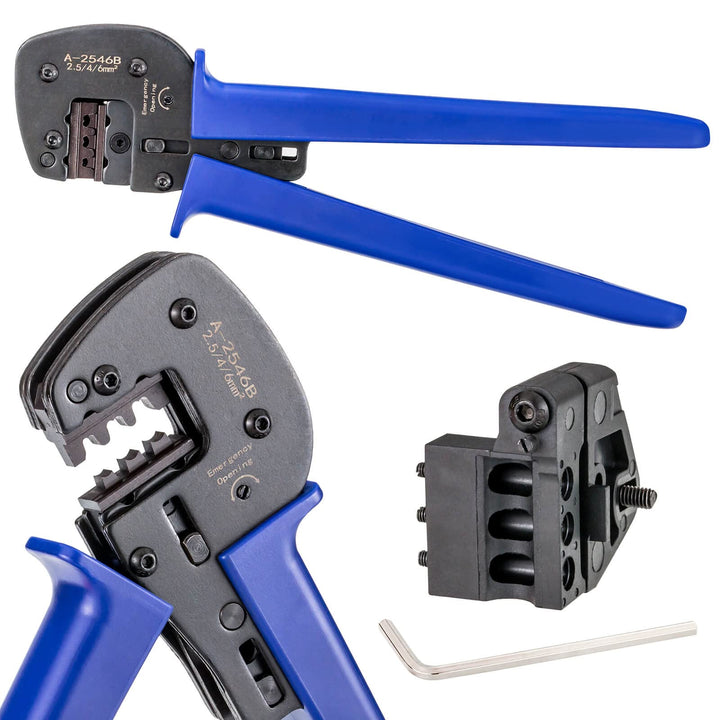 hb-digital Profi Crimpzange für Solarstecker Ø 2,5 / 4 / 6 mm² Querschnitt Solar-Kontaktlamellen Prä