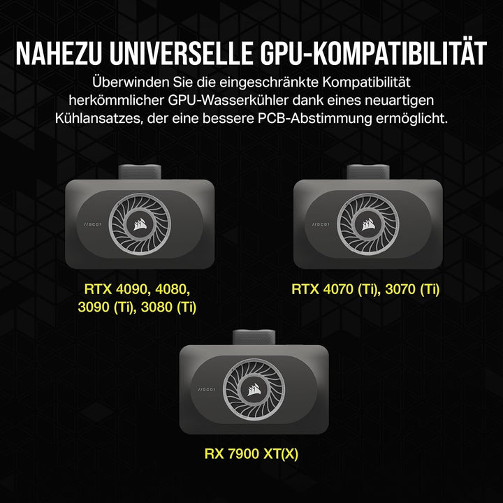 CORSAIR iCUE LINK XG3 RGB Hybrider GPU-Wasserkühler - Hybride individuelle Kühlung - Passend für 407