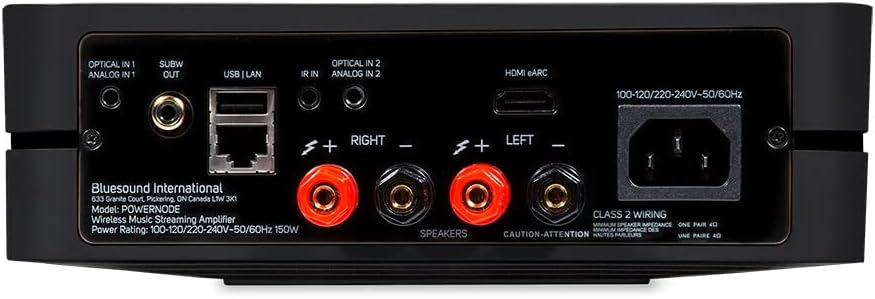 Bluesound Powernode Kabelloser Hochauflösender Multiroom-Musik-Streamer-Verstärker - Schwarz, Schwar