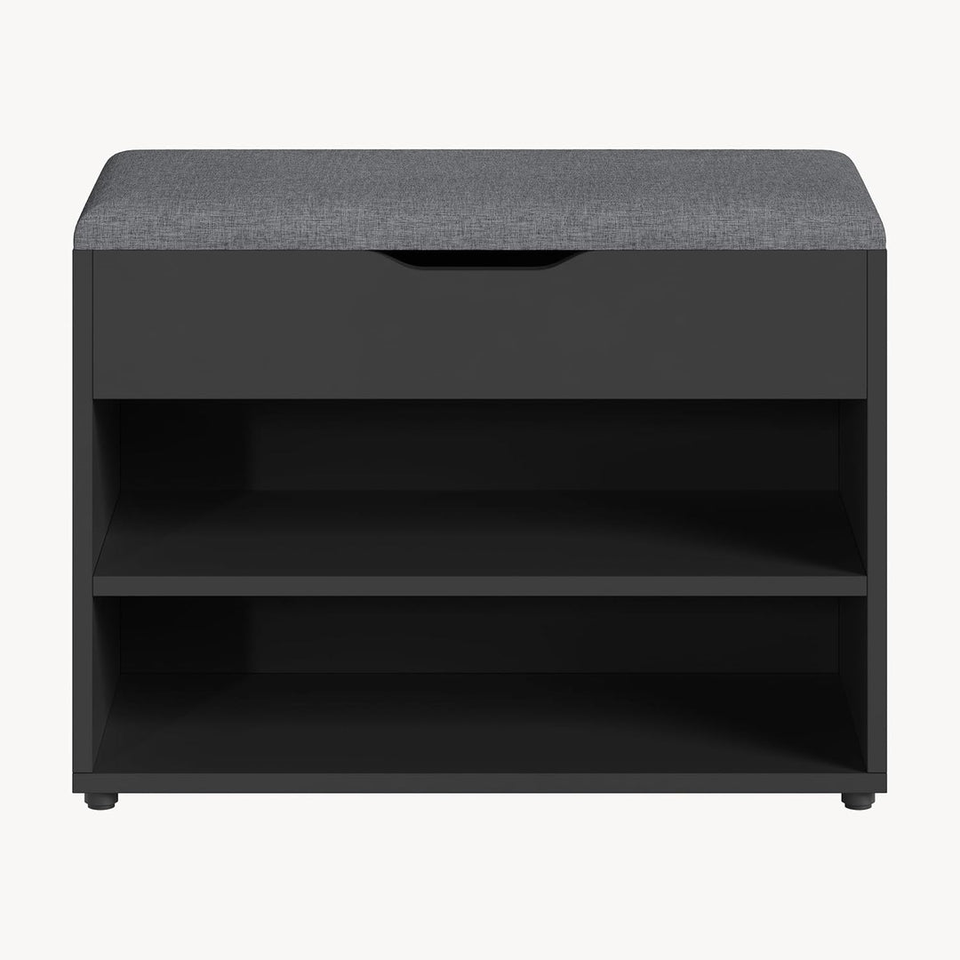 [en.casa] Schuhbank Gentofte 60x30x46cm Schuhschrank mit 3 Ablagefächern Schuhablage für 4 Paar Schu