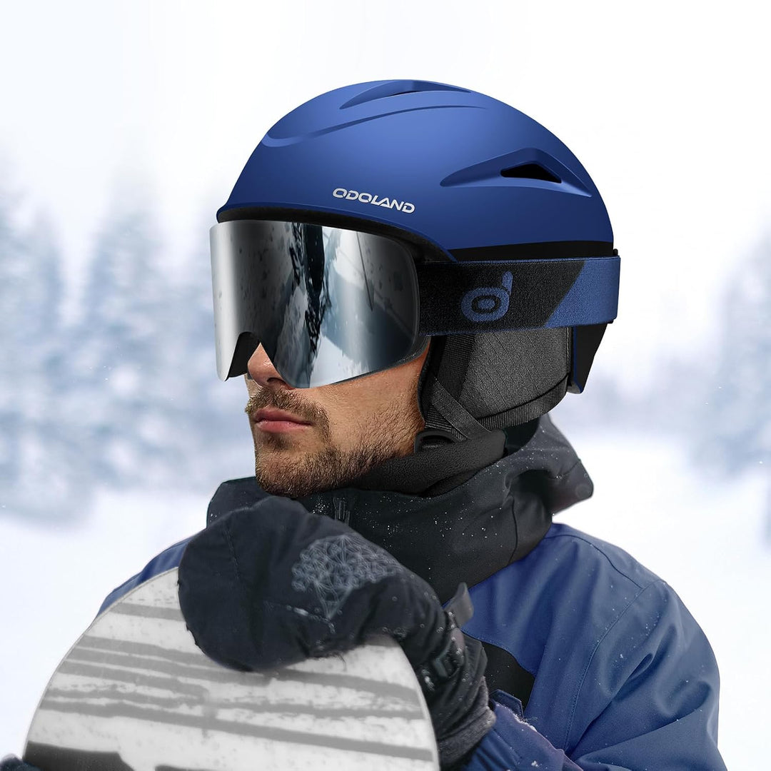 Odoland Skihelm und Skibrille Set Snowboardhelm mit Snowboardbrille für Damen und Herren und Jugend