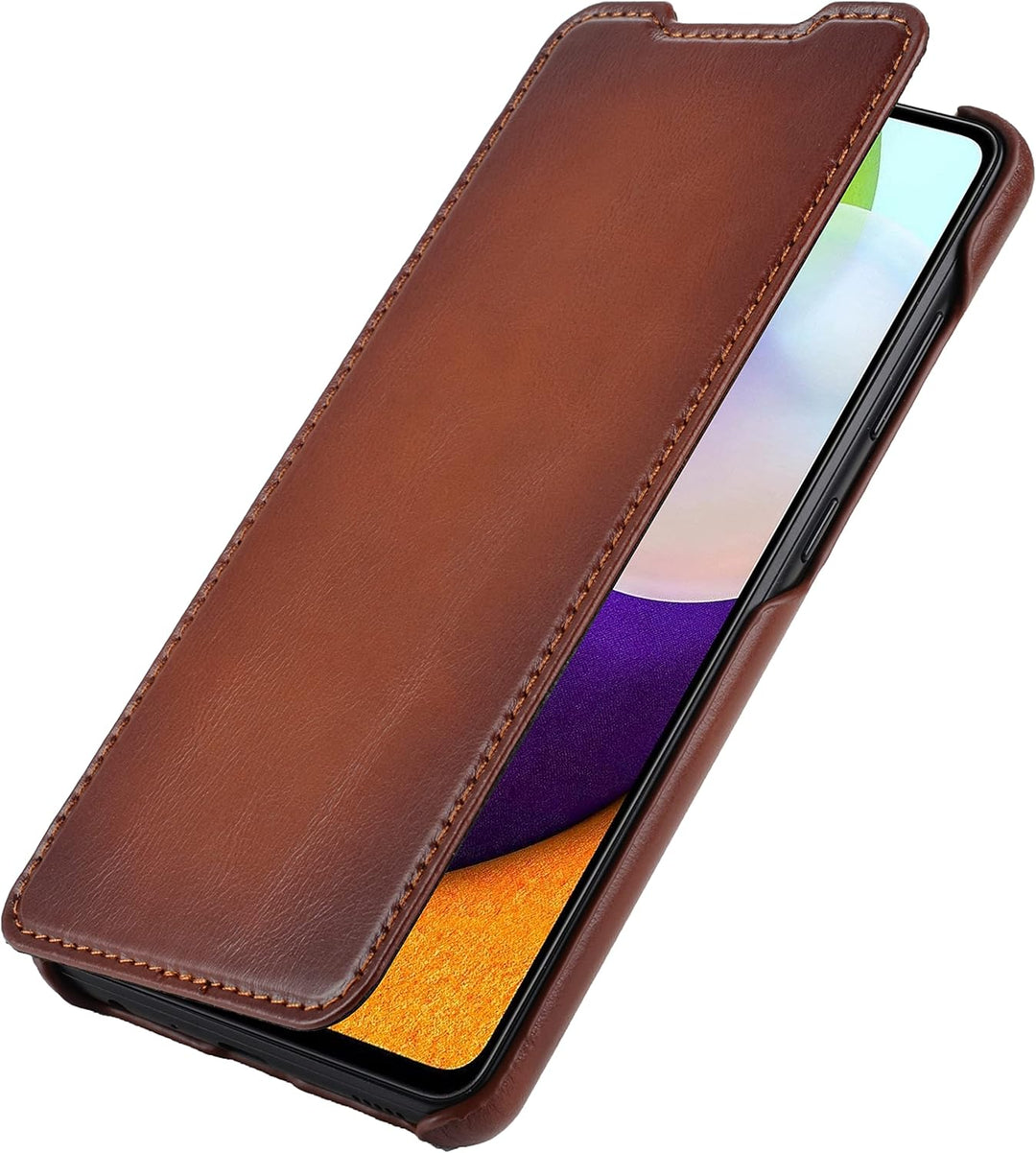 STILGUT Book Case kompatibel mit Samsung Galaxy A72 Hülle aus Leder zum Klappen, Klapphülle, Handyhü