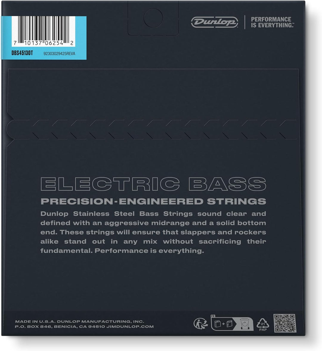 JIM JIM DUNLOP DBS45130T Basssaiten aus Edelstahl, Medium 5-Saiter w/Tapered B, 045-.130, 5 Saiten/S