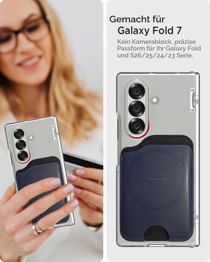 Miimall Kompatibel mit Samsung Galaxy Z Fold 7 Magnet Wallet, [Haltet 2-3 Karten] Dünn Leder Kartenh