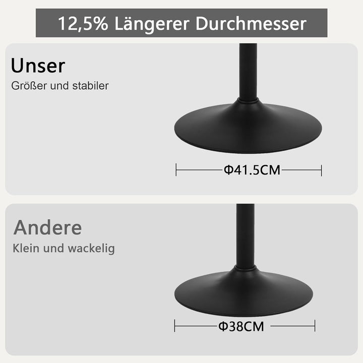 YOUTASTE 1er Barhocker, Drehbar Barstuhl mit Lehne, Höhenverstellbar aus PU-Leder, 360° Drehstuhl, M