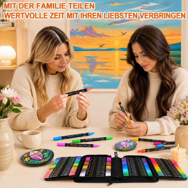 NICETY 60PCS Acrylstifte für Steine Wasserfest - Dual Tip Acrylmarker Multimarker für Steine Bemalen