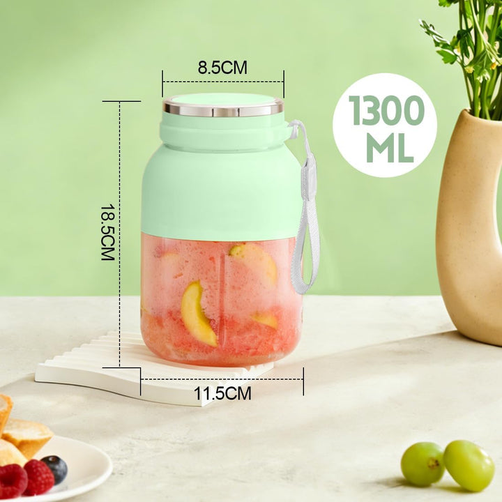Tragbarer Mixer, 1300 ml Fresh Juice Mixer Flasche, Smoothie Maker to Go, Blender Bottle mit Auslauf