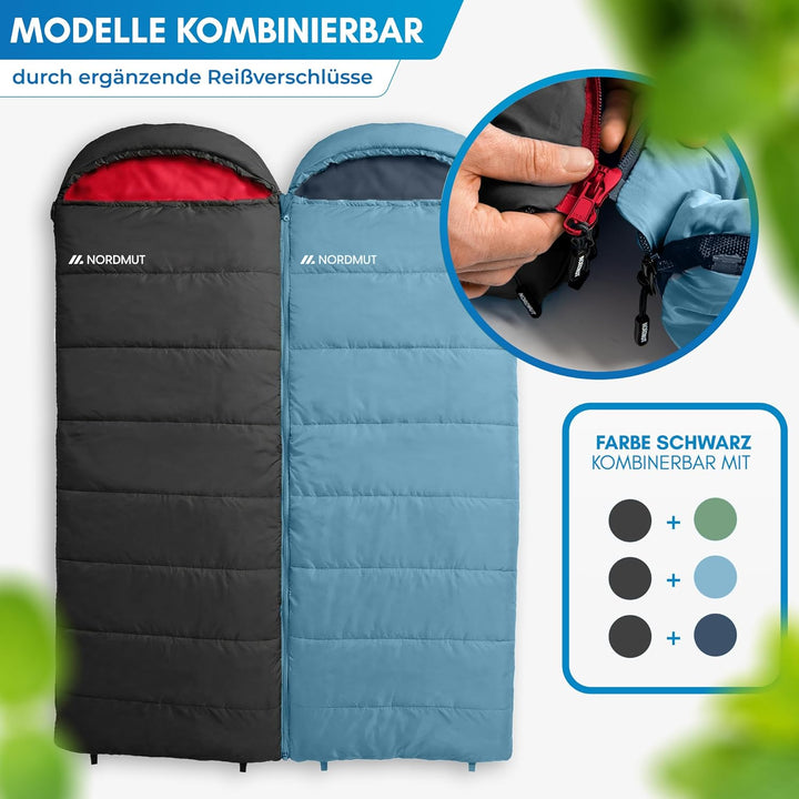 NORDMUT® Deckenschlafsack Erwachsene mit Zwei-Wege YKK-Reissverschluss – kleines Packmass & Ultralei