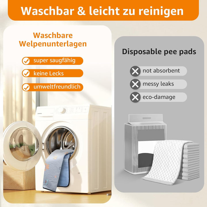 Wiederverwendbare Welpenunterlagen, 2er Pack super saugfähige PIPI Matten für Hunde, rutschfeste Hun