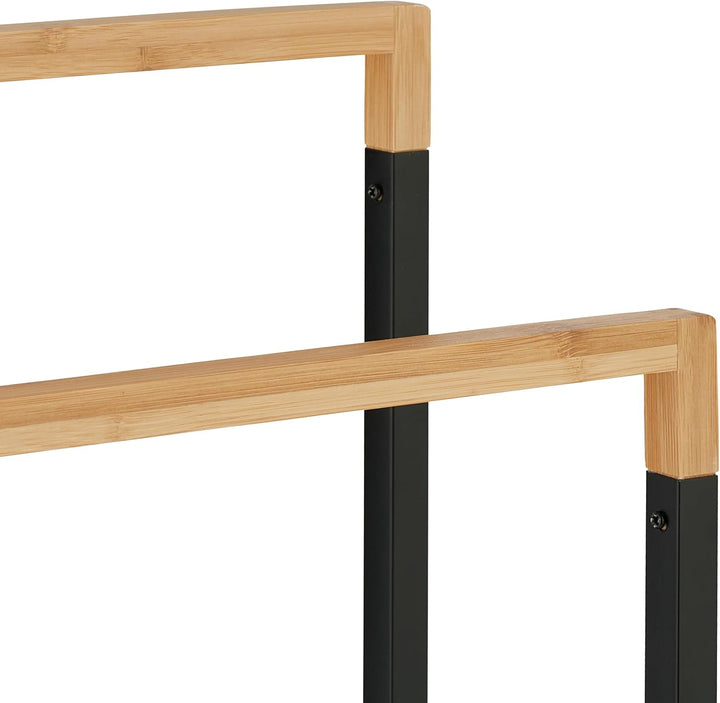 Relaxdays Handtuchständer, 2 Stangen, freistehend, HxBxT: 76x45x21,5 cm, Duschtuchhalter fürs Bad, E