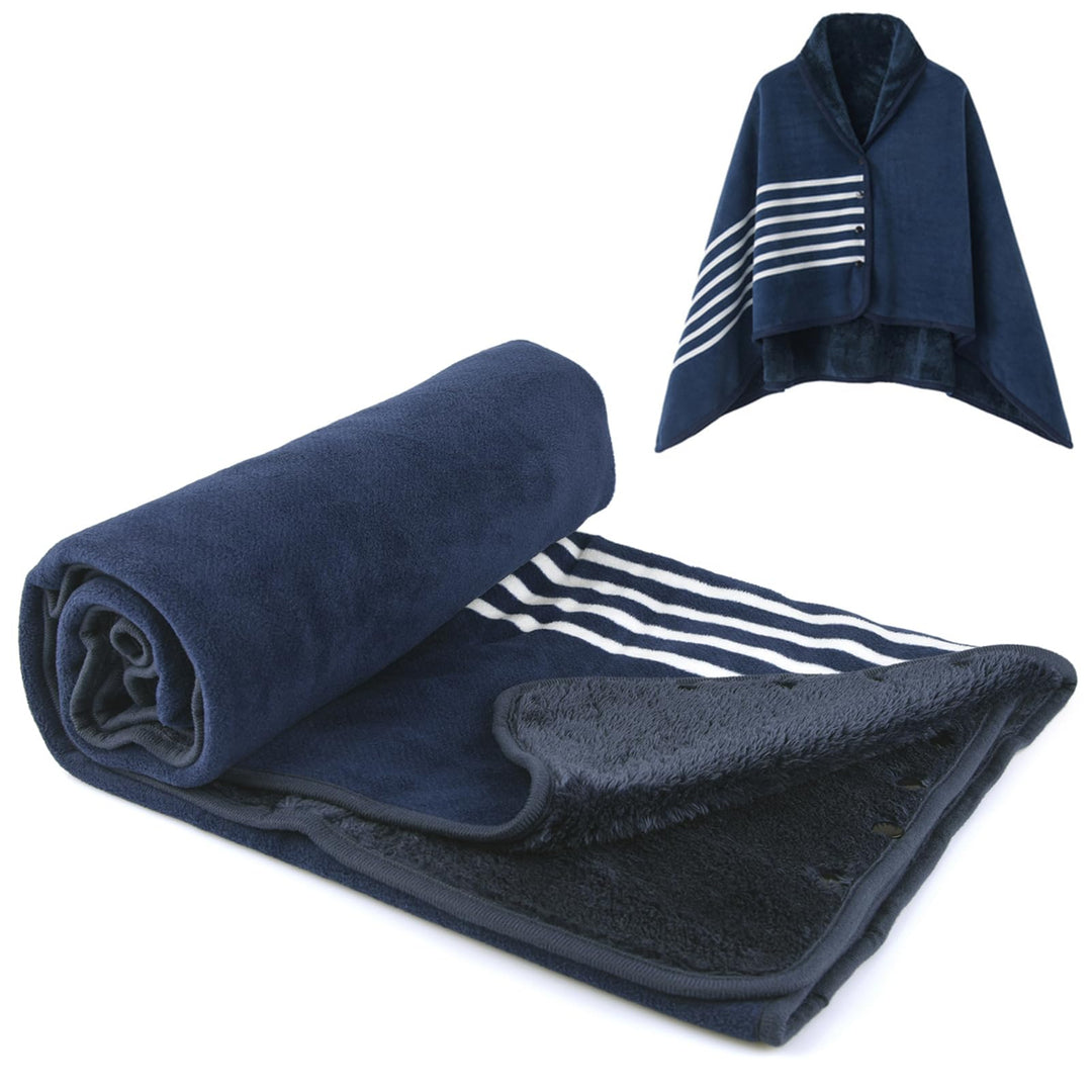 SIVENKE Damen Poncho Fleece Tragbare Decke, Karierte Schossdecke Bequemer Poncho Plüschdecken Überwu