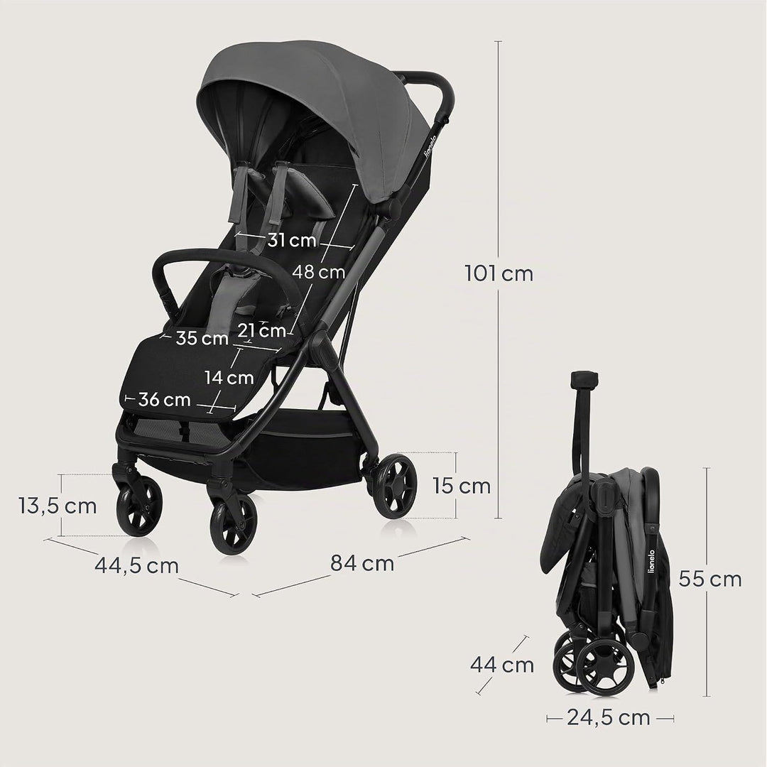 Lionelo Julie Air Buggy bis zu 22 kg von 6 m bis 4 Jahre Für Flugzeug Schwenkräder 360° Federung Ein